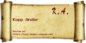 Kopp Andor névjegykártya