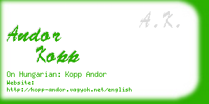 andor kopp business card